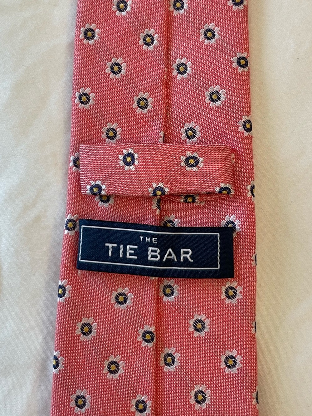 The Tie Bar Pink Floral Slim Tie with Navy & White Accents - Picture 2 of 6
